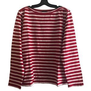 J. Crew Red and White Striped Long Sleeve Tee